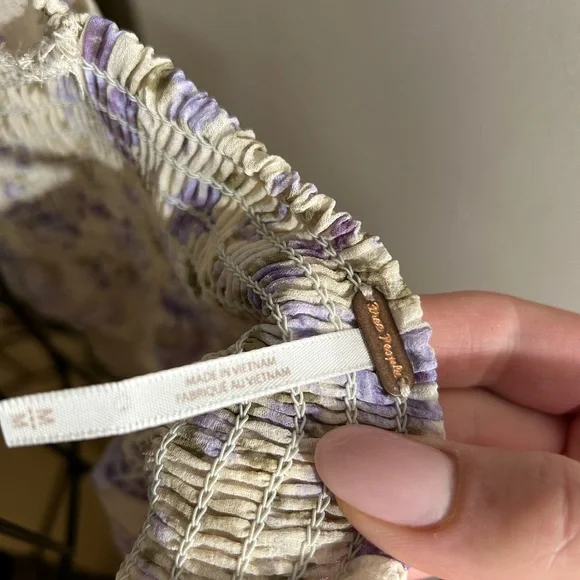 Free People Cream and Purple crop top and skirt - Picture 5 of 7